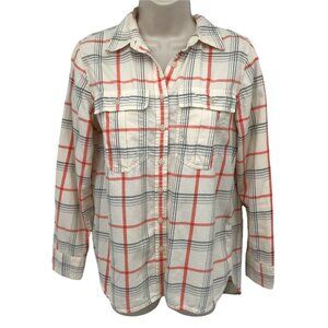 Banana Republic Womens Long Sleeve Collared Plaid White Button Up Shirt Size XS